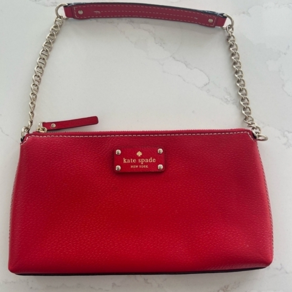 Kate Spade Red Shoulder Bag With Chain Strap